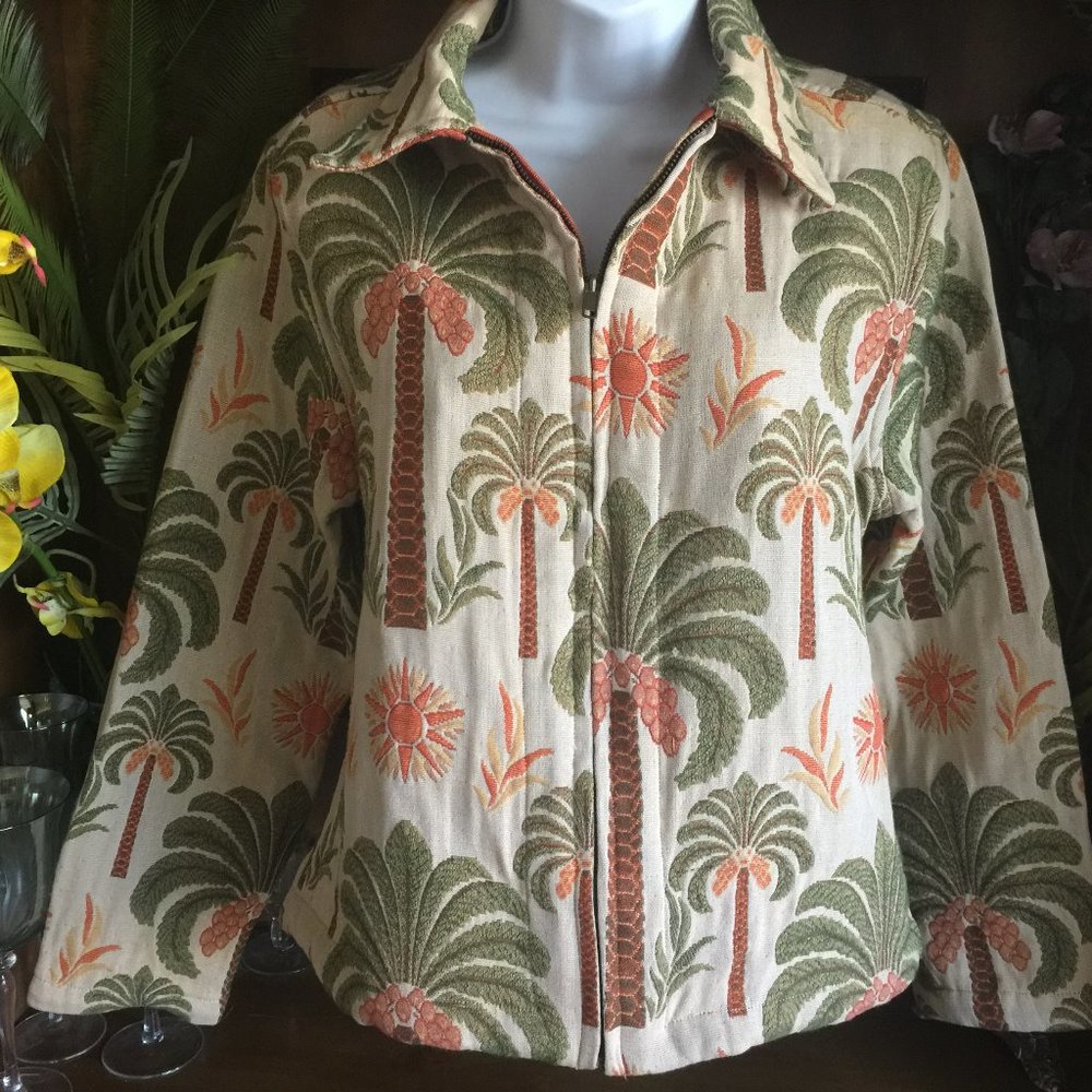 Reversible tropical print tapestry jacket M